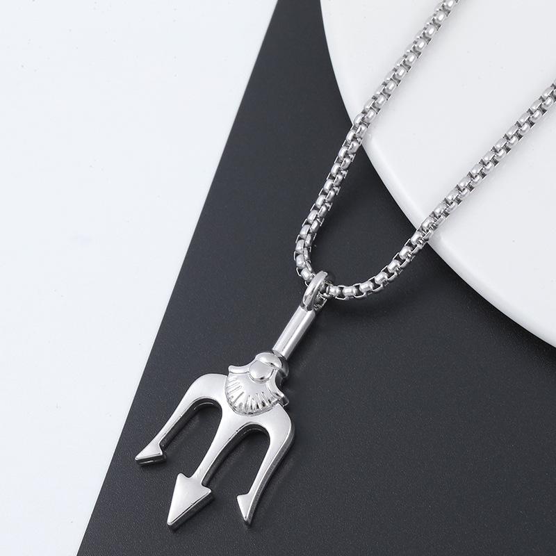 Ожерелье-подвеска Трезубец из титановой стали, Модный мужской доминантный стиль, Минималистичный аксессуар-подвеска в стиле хип-хоп