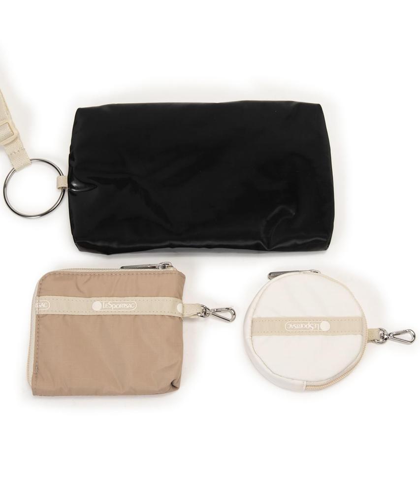 МНОГОФУНКЦИОНАЛЬНАЯ КОСМЕТИЧКА [LeSportsac] [Официальная] С РЕМЕШКОМ НА ЗАПЯСТЬЕ/1512/Бежевый/Черный Блеск/Безе