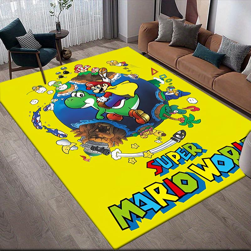 Mario Retro Logo Area Rug, Mario Fan Cozy Carpet, Great Gift.chl