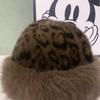 2024 Retro Leopard Print Plush Fisherman Hat with Faux Mink Fur - Women's Winter Warm Ear Protection
