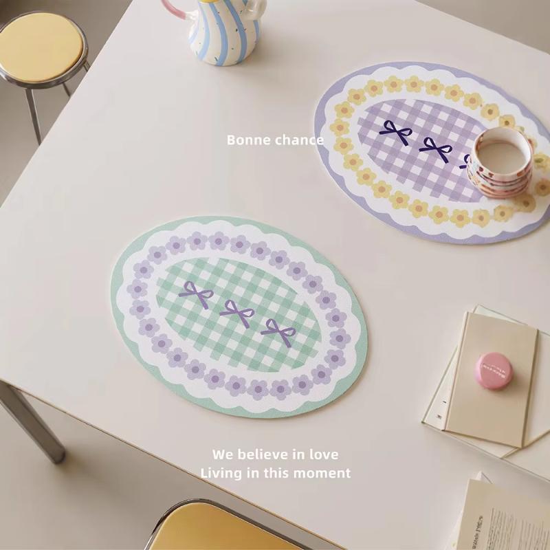 Dining Table Mat Oval 1Pcs PU Leather with Heat Resistance for Modern Aesthetic