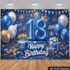 Двумерный Сине-Золотой Баннер для Фотосессии на 18-летие, с Короной и Фейерверком