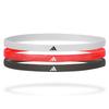 Sports One Size Fits Pack of 3 Elastic Headbands, All, (Black/White/Neon Red), Non-Slip, Material, ADAC-16200