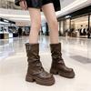 Premium British Style Short Boots Women's 2025 Autumn New Small Thick-soled Elastic Pants Tube Thin Boots Popular