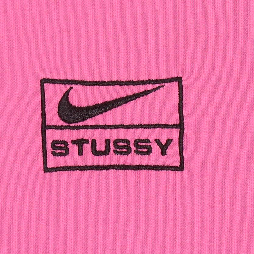 Nike X Stussy FW22 Свитшот с принтом логотипа, круглым вырезом, длинными рукавами, утолщенный и на флисовой подкладке, Азиатская версия, Унисекс, Розовый DO5311-670