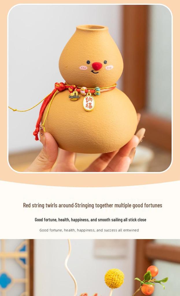 A'ying New Year Gourd Aroma Diffuser with Flower Sticks for Home and Office