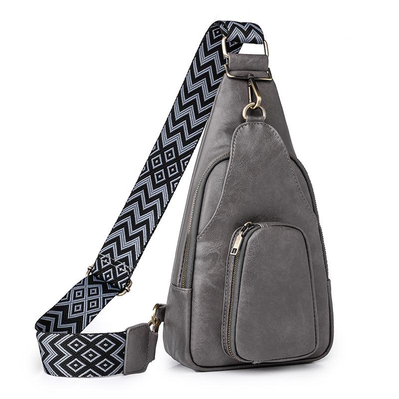 Винтажная ПУ сумка-кроссбоди на грудь с регулируемым ремешком и застежкой-молнией