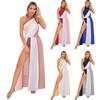 Women's Color Block Lyrical Dance Costume Long Maxi Split Modern Contemporary Dance Dress