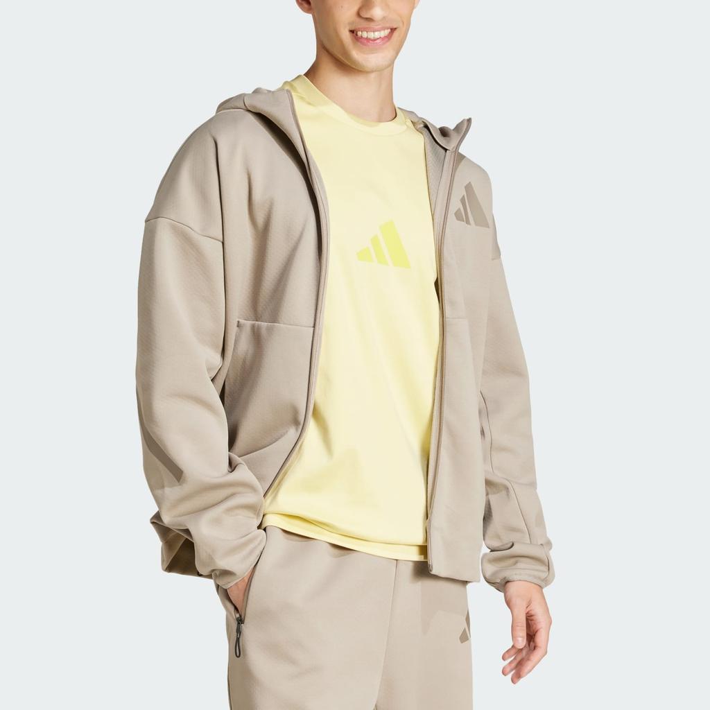 Adidas Z.N.E. Casual Fashion Minimalist Hooded Long Sleeve Jacket Men Jacket Gray Brown JC5495