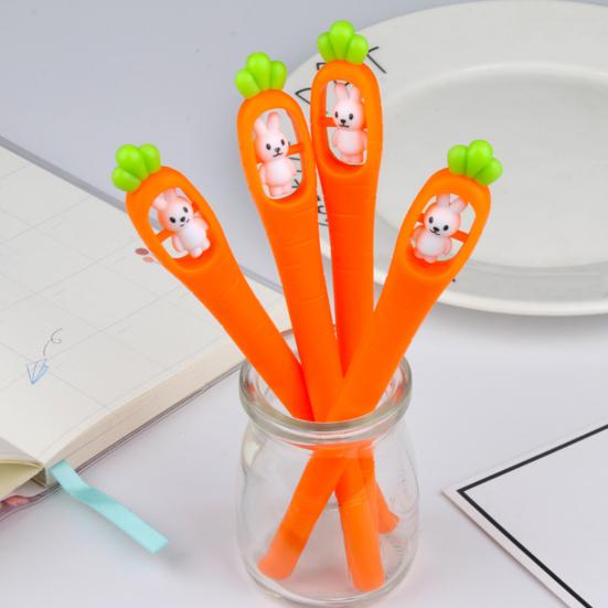 Милые гелевые ручки в форме кролика и морковки, гладкое письмо, мультяшные чернильные ручки для заметок и школы, забавные ручки-животные, новинка для подростков и офиса