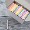 Colorful Threaded Small Candles 288 Paper Box Mixed Color Stripes Party Decoration Cake Candle Bottomless Holder