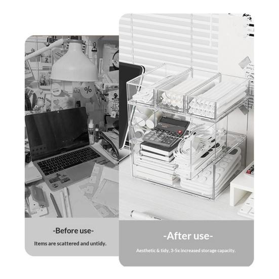 Акриловый Органайзер для Хранения Прозрачный Органайзер с Выдвижными Ящиками Пылезащитный Органайзер для Косметики Очки Чай Кофе Канцелярские Принадлежности Настольный Контейнер для Хранения
