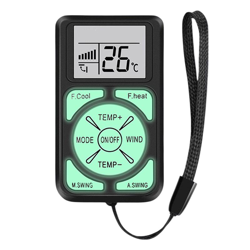Mini Portable Universal Ac Remote Control, Luminous Lcd Glow In Dark Compatible With All Major Air Conditioners