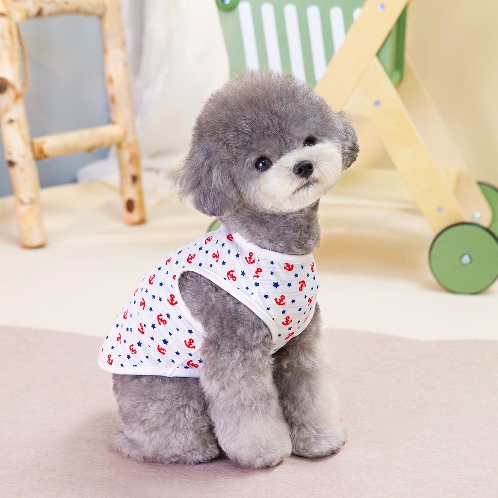 Dog Clothes Summer Sailor Vest Sling Teddy Bigbear Small Dog Cool Breathable Play Pet Clothing