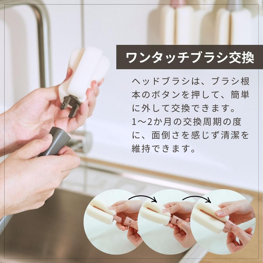 Набор силиконовых щеток для детских бутылочек Щетка 1 Силикон 1 Губка Примерно 29 x Бежевый 111483 [Оригинал] MOTHER-K Щетка, Губка, (1 Голова, Голова,