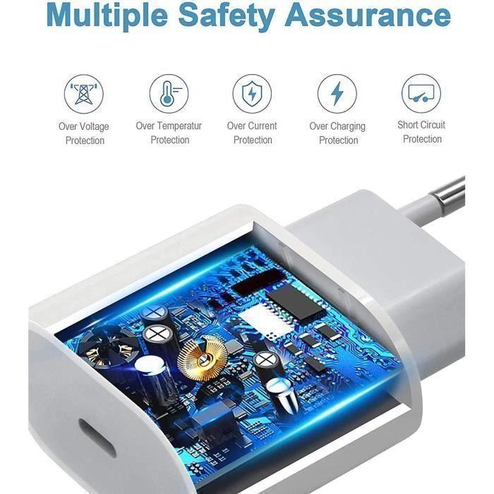 Chargeur Rapide 25W - avec Cable 1M USB-C - pour iPhone 18 Pro Max ,17 Pro,17,iPhone 16,16Pro,15Pro - Blanc
