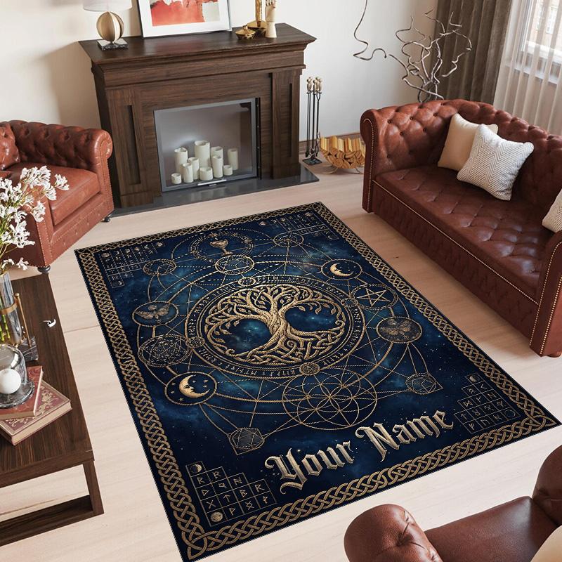 Witchcraft Theme Crystal Velvet Rug Personalized Custom Name Text Soft Floor Mat Home Decor