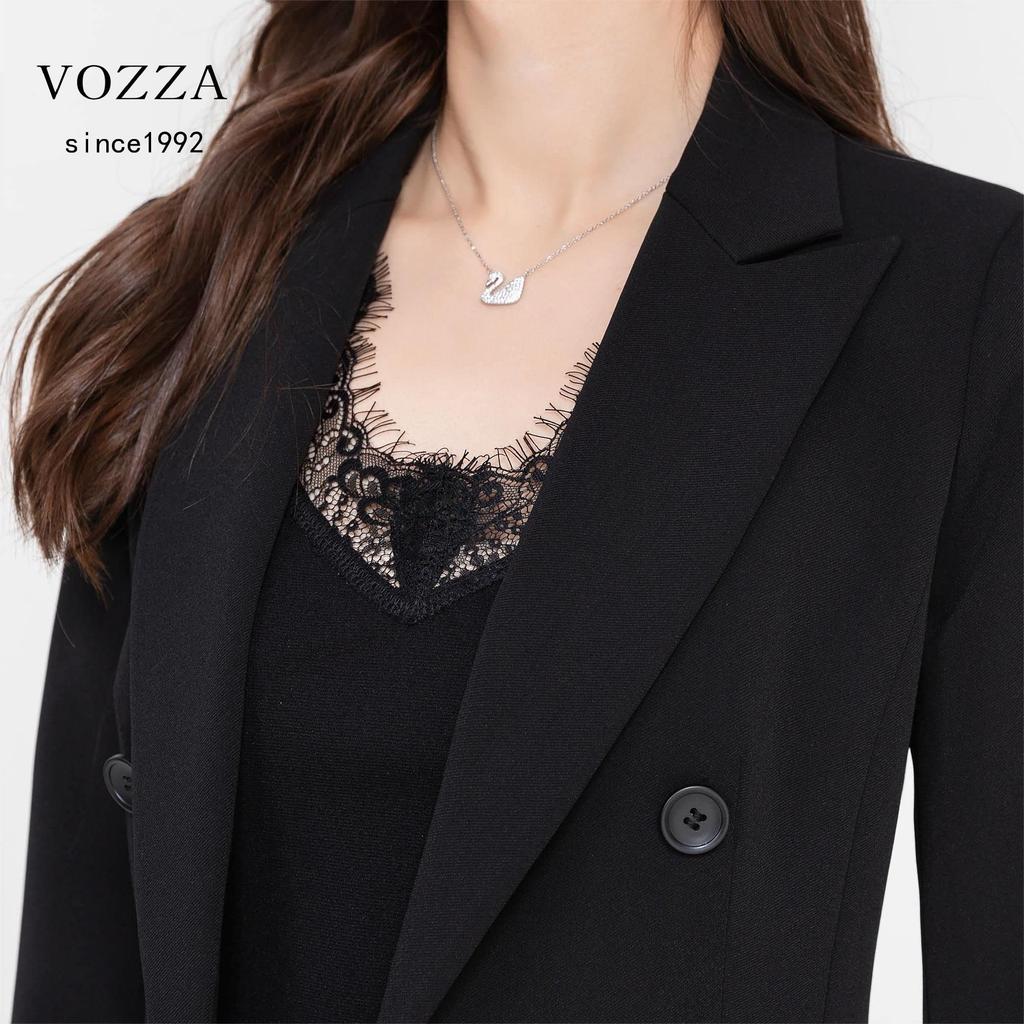 Tailored Long Double Peak Top and Bottom Sold Job Winter [VOZZA] Jacket, Women's Suit, Blazer, Women's, Sleeve, Button, Lapel, Lined, Plain,
