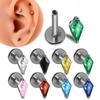 1pcs G23 Titanium Rhombus Zircon Earring Labret Studs Tragus Ear Cartilage Flat Piercing Nose Internal Thread Piercing Jewelry