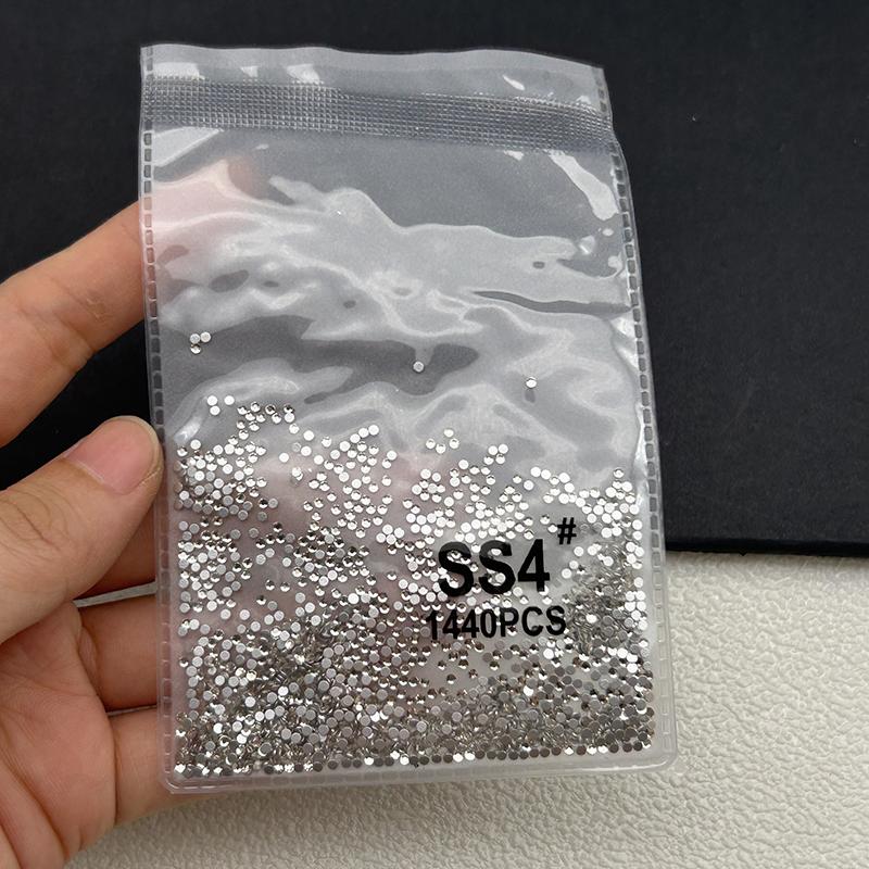 1440Pcs/bag AB/Clear Round Mini Nail Diamond SS3-SS20(1.3-4mm) FlatBack Non-Hotfix Nail Crystal Crystal Clear AB Manicure Glass