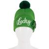 St. Patrick's Day Shamrock Hat Irish Cuffed Pom Knit Hat Green Sequins Clover Skull Cap for Women Men Party Costume Accessory