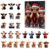 Christmas Advent Calendar 24 Pcs Highland Cow Ornaments 2D Acrylic Cute Animal Christmas Tree Decorations Xmas Countdown Gifts