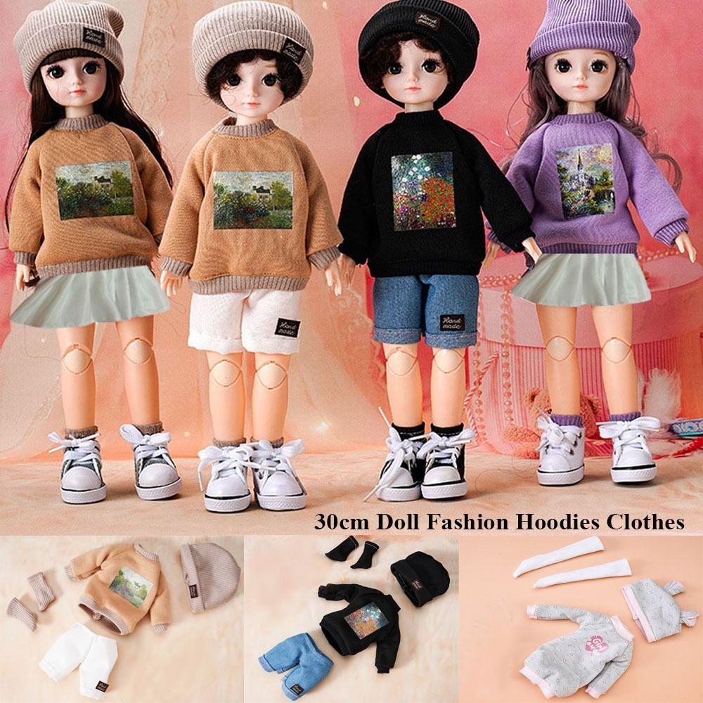 Kids Toy Top Doll Sweatshirt Outfits Handmade Hoodies 1/6 Dolls Clothes Doll Shorts Skirt