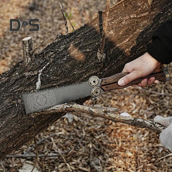 Складная ручная пила с деревянной ручкой, острое лезвие, двухсторонние зубья, компактная конструкция, мини-пила, инструмент для деревообработки