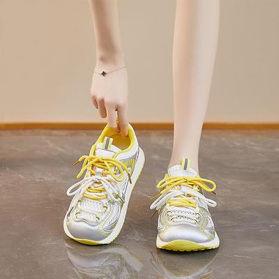 Корейская мода простые немецкие тренировочные туфли женские 2025 лето новая спортивная женская обувь цветовая гамма шнуровка на плоской подошве обувь Форреста Гампа