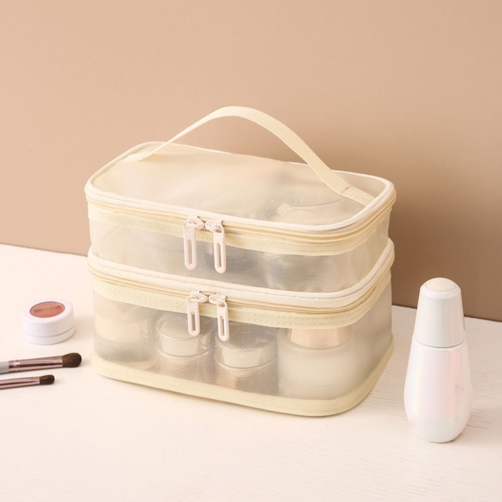 Zipper Mesh Cosmetic Bags 1/2/3 Layers Perspective Makeup Bag Portable Cosmetic Storage Bag Travel