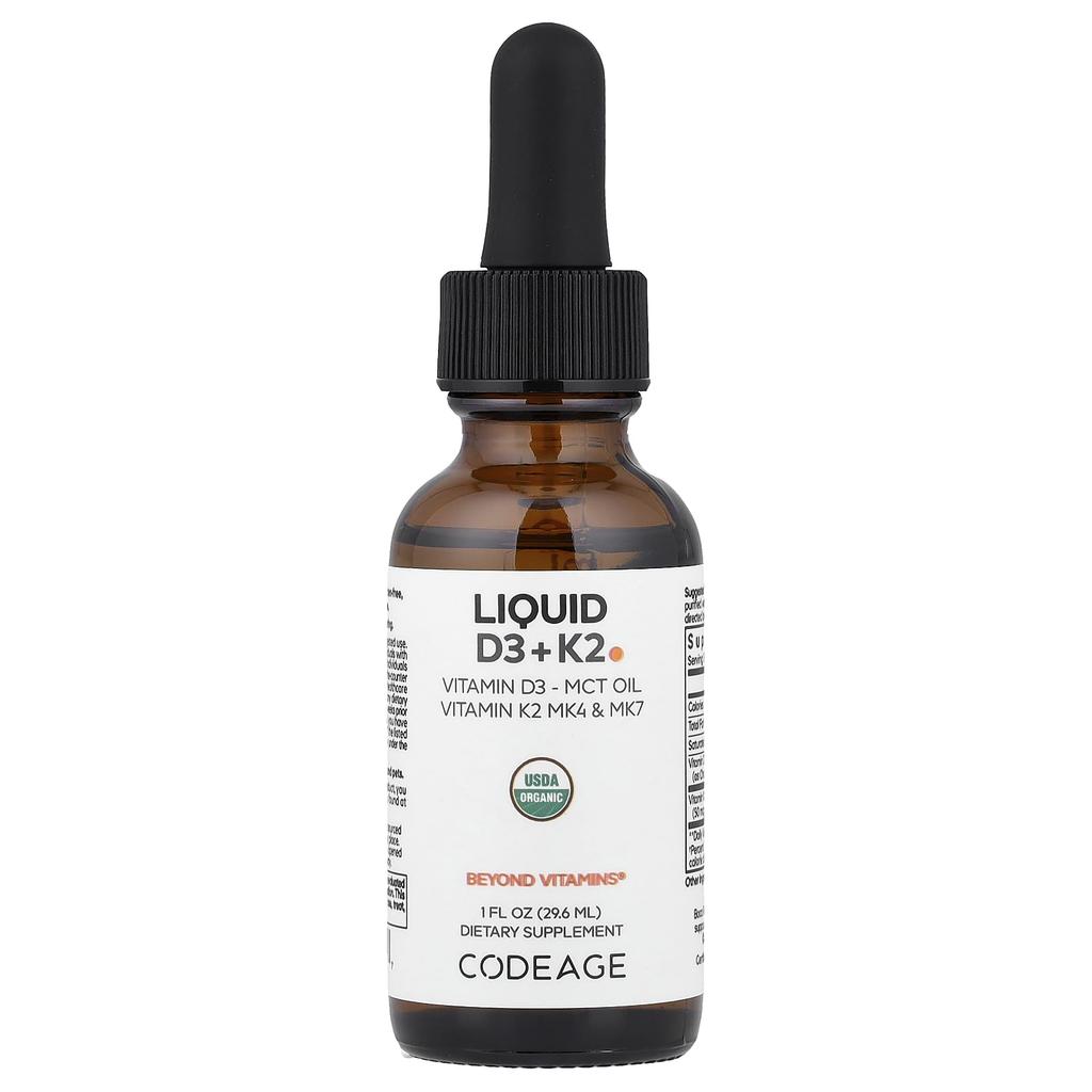 Codeage, Liquid D3 + K2, Unflavored, 29.6ml (1 fl oz)