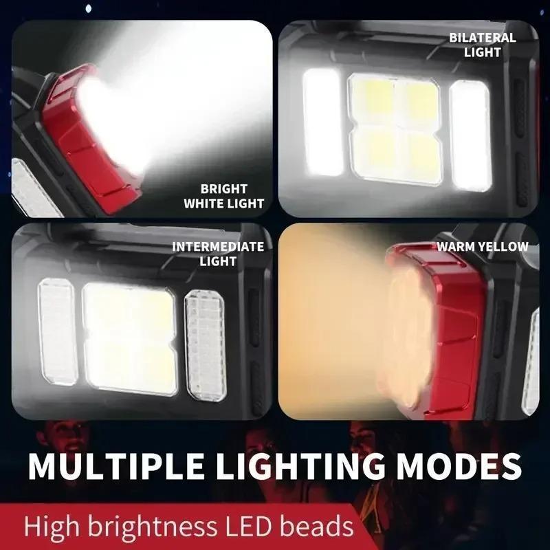 Портативные Мощные USB Перезаряжаемые Фонарики Солнечный Светодиодный Свет с COB Рабочим Светом 4 Режима Зарядка Мобильного Телефона Кемпинговые Лампы