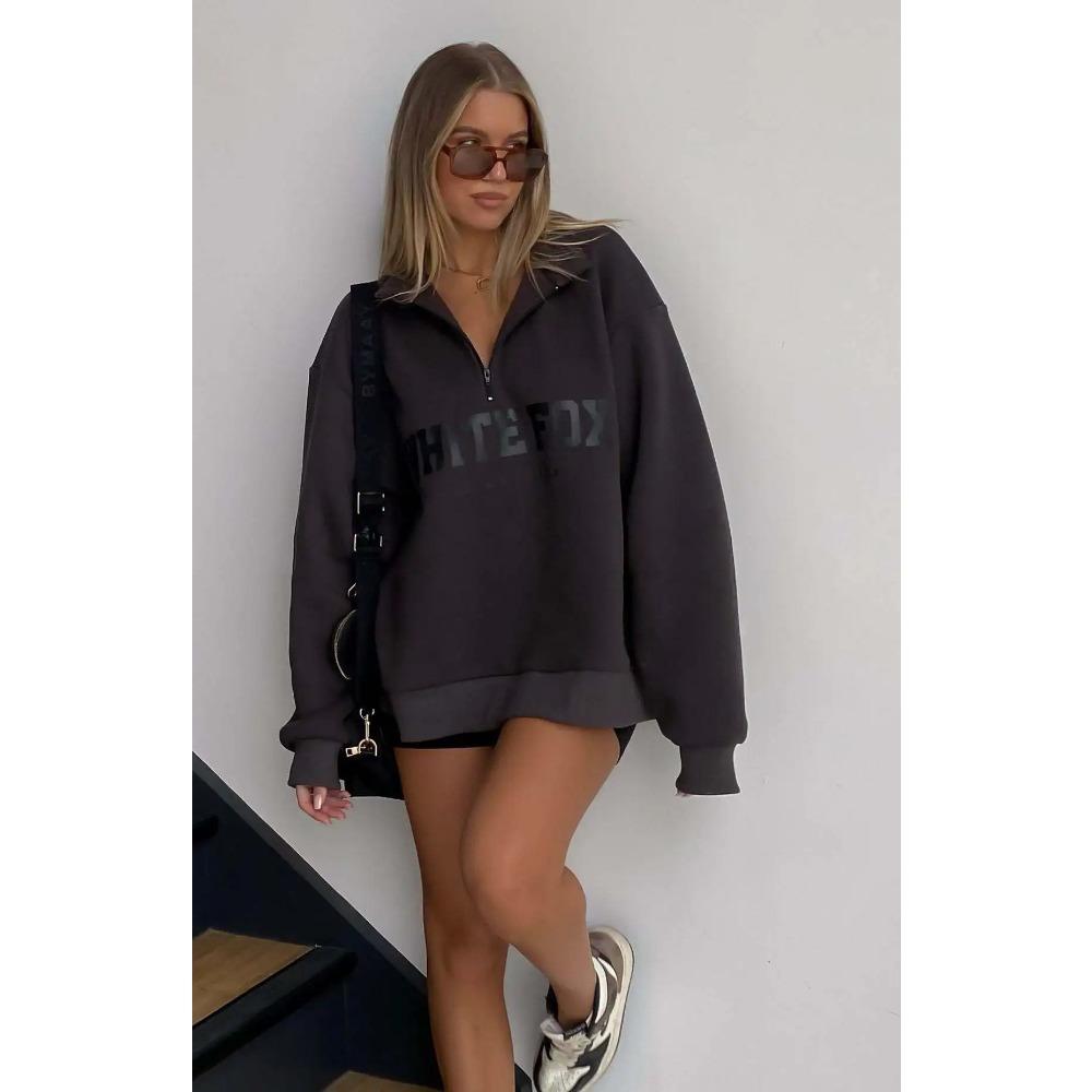 Осень и зима Новая повседневная толстовка с капюшоном с коротким воротником и застежкой-молнией с длинными рукавами и принтом