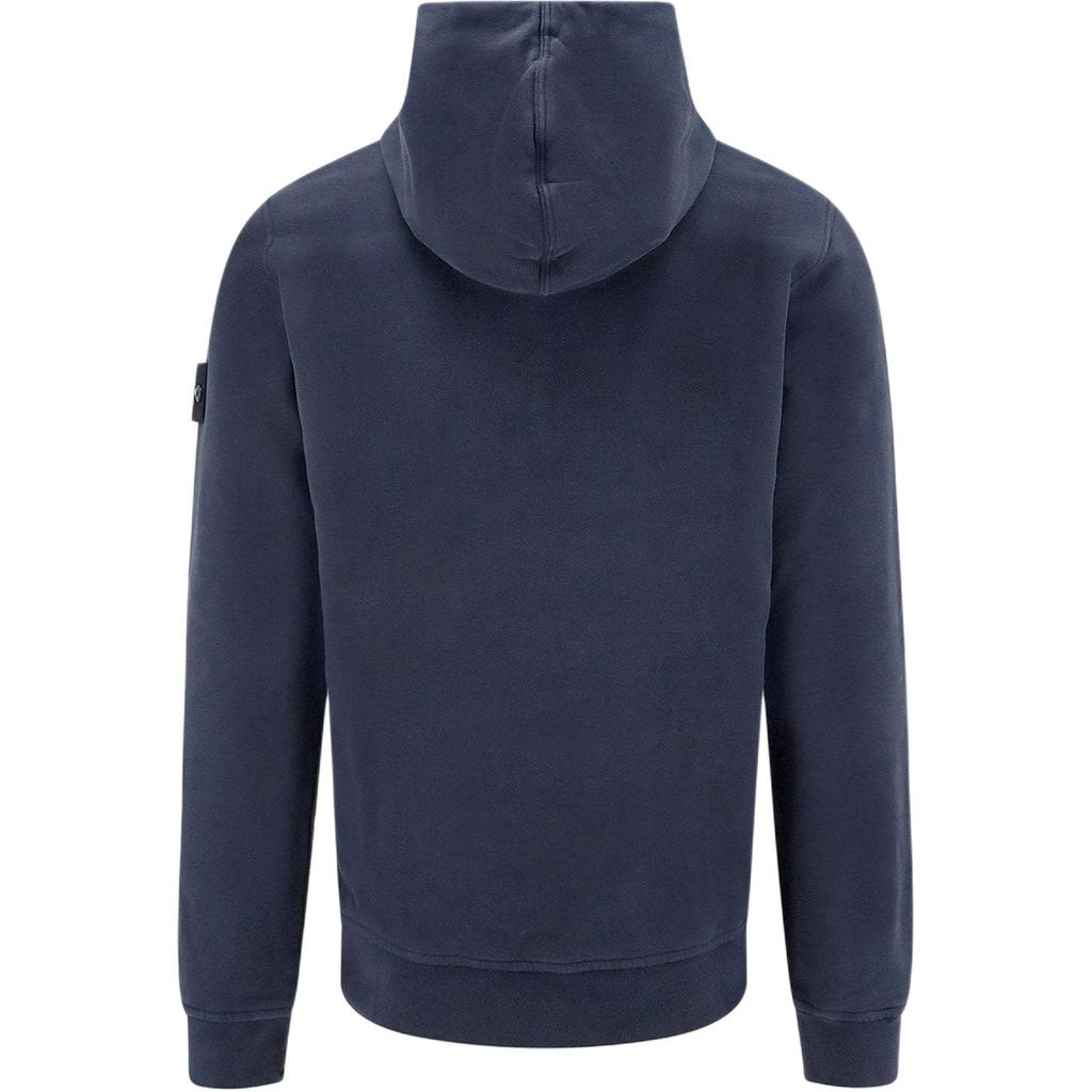 STONE ISLAND FW24 Однотонный пуловер с капюшоном на кулиске и принтом логотипа, свитер с длинным рукавом, мужской свитер, темно-синий 811560820-V0020