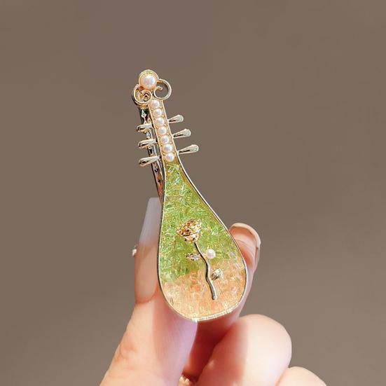 2 шт. Заколки для волос в форме пипы в китайском стиле с цветочным узором и декором из искусственного жемчуга, фестивальные