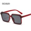 SO&EI Fashion Square Gradient Sunglasses Women Retro Orange Dark Green Shades UV400 Men Trending Sun Glasses