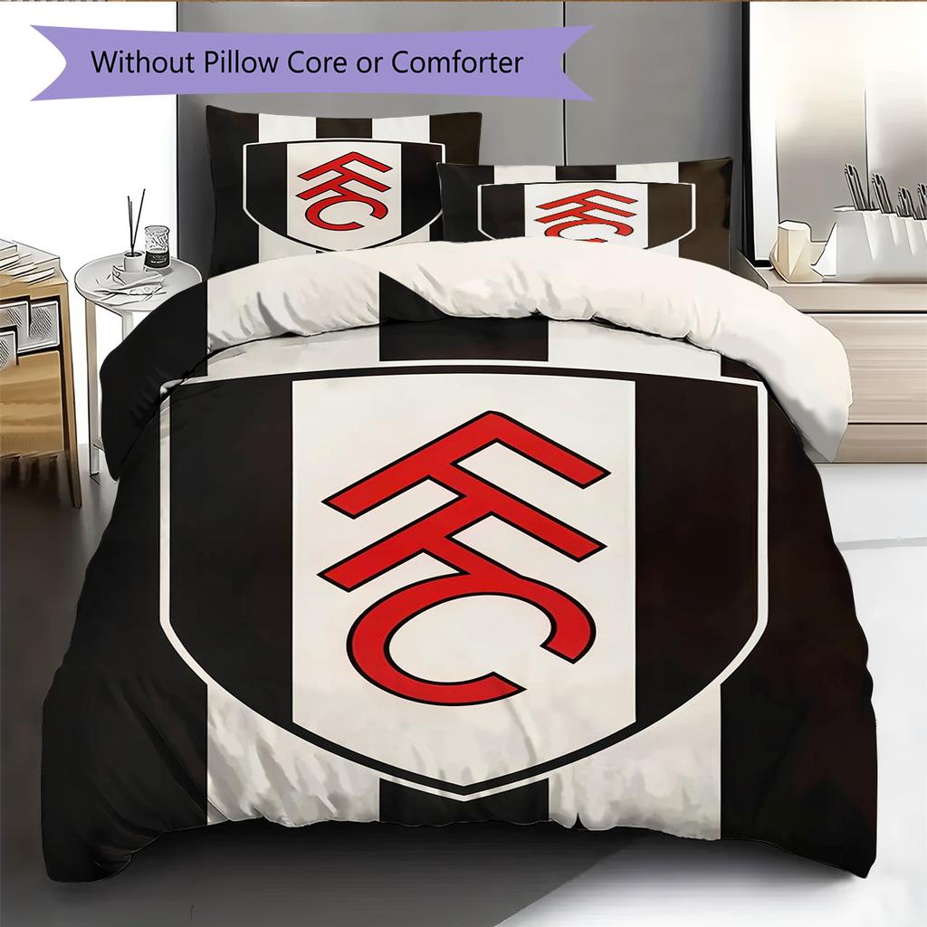 Fulham F.C Pattern Bedding Quilt Set Quilt Cover Pillowcase Home Decoration Birthday Gift (1 * duvet cover + 2 * pillowcase, without core)