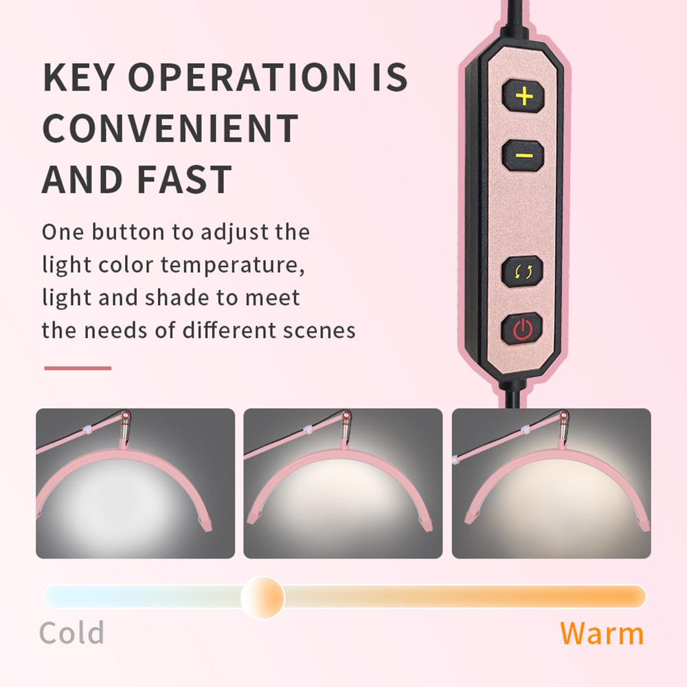 Andoer HD-M3X Настольный светодиодный светильник для видеосъемки в форме полумесяца, заполняющий свет 3000K-6000K с регулируемой яркостью и C-образным зажимом