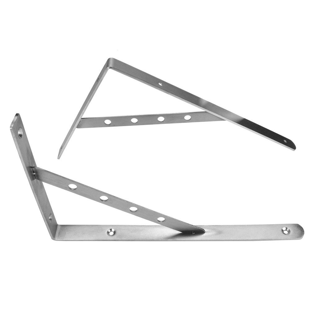 2Pcs Stainless Steel Triangle Bracket Wall Mounted Shelf Bookcase Support (14 )