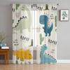 Dinosaur Colorful Cartoon Sheer Curtains for Living Room Transparent Tulle Window Curtain Bedroom Kitchen Home Decor Veil Drapes