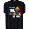 s Autism Awareness T-Shirt for Adults - ASD/Asperger's/High-Functioning Autist Puzzle Piece & "Have No Fear The Autistic Is Here" Slogan, Loose Fit