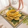 Rural Flower Mat 3D Stereoscopic Design Wear Resistant Crystal Velvet Carpet Creative Flower Pattern Non Woven Bottom