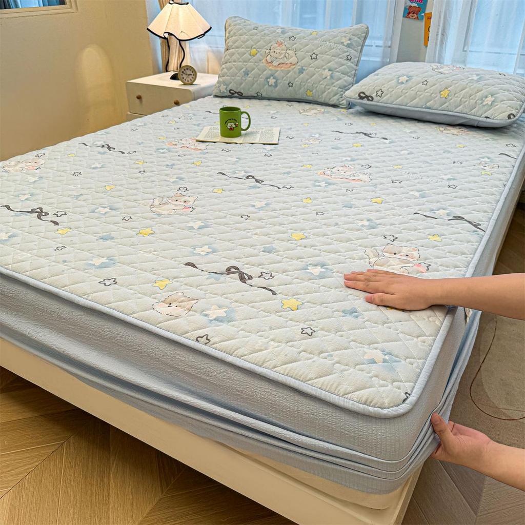 Ретро Стеганый Хлопковый Подогнанный Комплект Постельного Белья - 3 Предмета Издание 2025