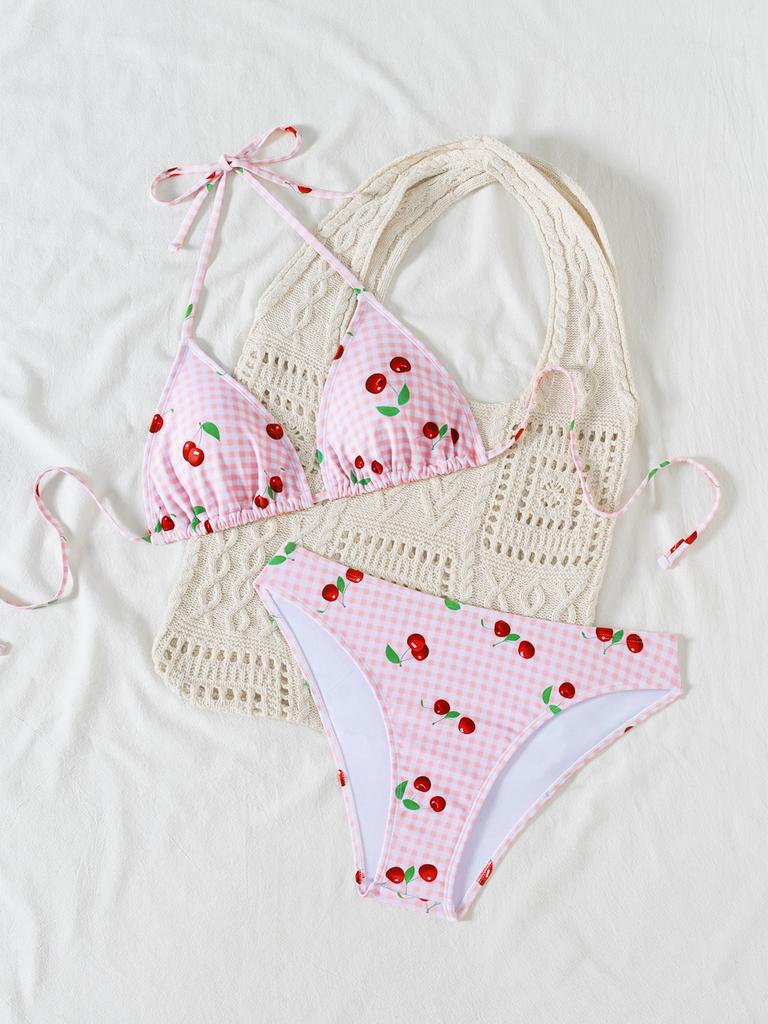 Женский купальник бикини с принтом, треугольный, сексуальный, с разрезом