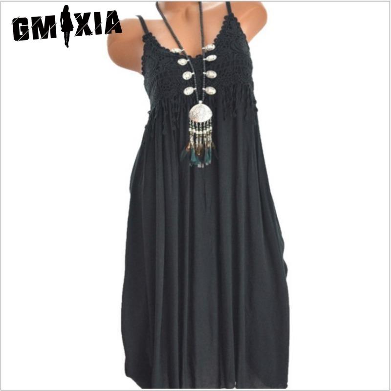 GMXIA Женская мода лето весна сплошной цвет печати без рукавов подтяжки с высокой талией повседневные платья