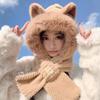 Cute Scarf Hat  Elegant Woman Warm One Piece Hat  Winter Skiing and Cycling Comfortable Warm Hooded Mask Plush Hat