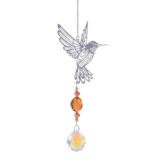 Faux Crystal Sun Catcher Decoration Hollow Fairy Tree of Life Owl Butterfly Hummingbird Hanging Ornament Indoor Outdoor Home Office Garden