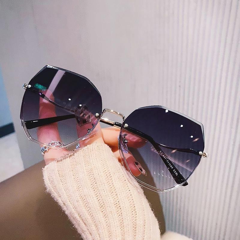 Женские безрамочные солнцезащитные очки Glassessummer, устойчивые к ультрафиолетовому излучению, с неравномерной отделкой, очки для вождения