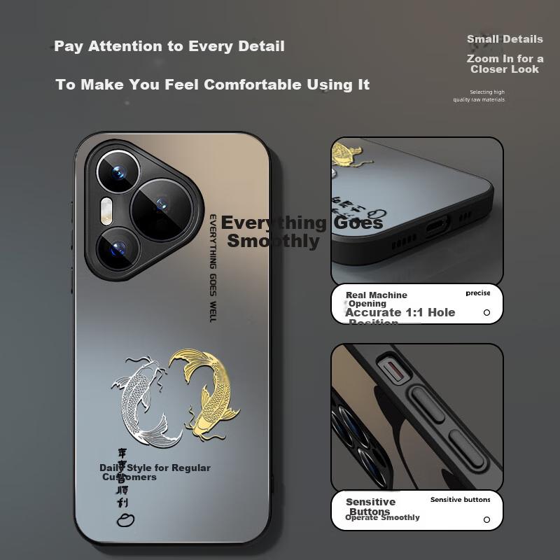 XP Huawei Pura80Pro Phone Case, Full Lens Protection for P80Pro+, Shockproof Heat Dissipation Frosted Ultra-Thin - Graphite Gray "Welcome Wealth God"