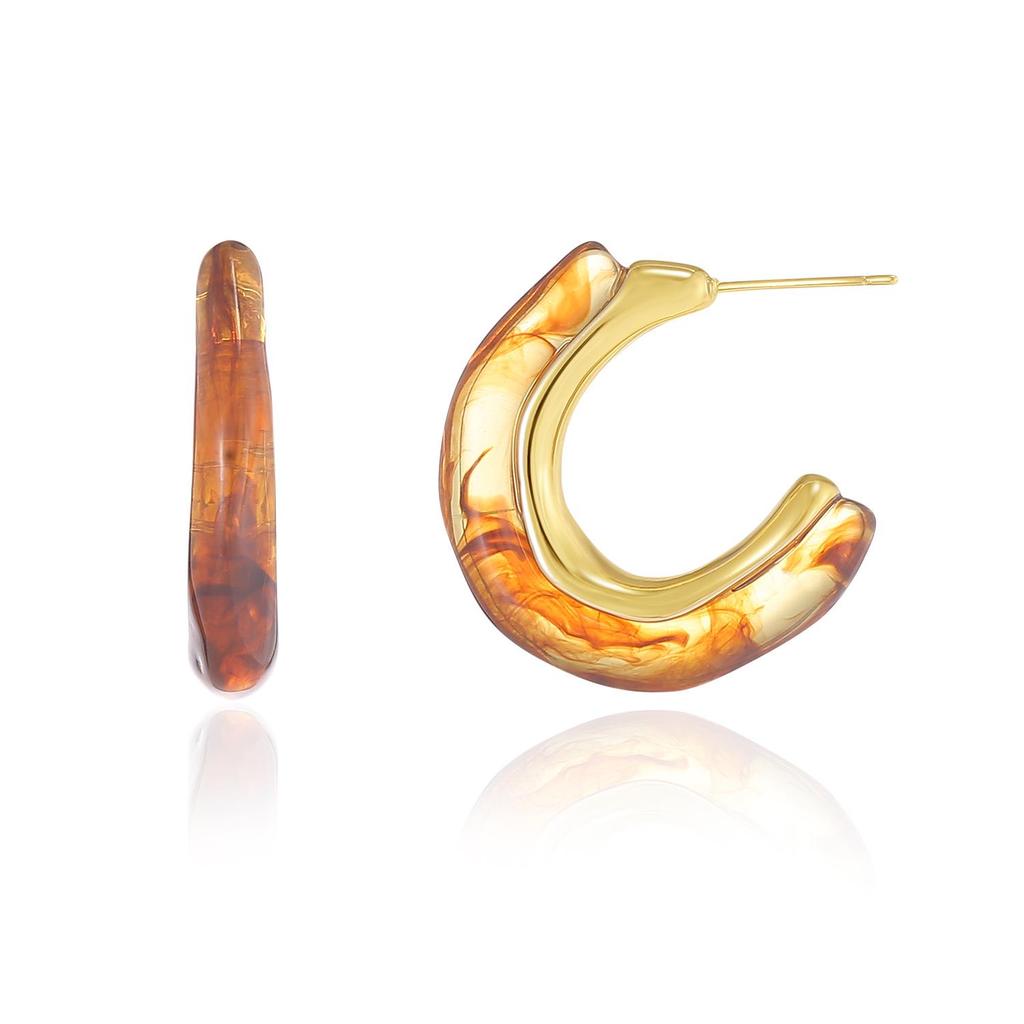 Геометрические серьги с позолотой из янтаря — коллекция Maillard осень/зима, эксклюзивный дизайн для поездок на работу и создания универсального стиля